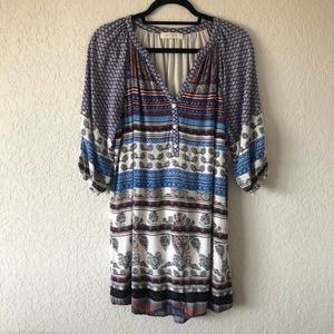 Entro Boho Striped Quarter Sleeve Tunic Mini Dress
